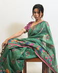 Goofy Giggle Green Saree