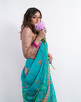 Aqua Flora Cotton Saree