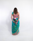 Aqua Flora Cotton Saree