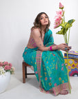 Aqua Flora Cotton Saree