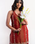 Red Rust Gharara Suit