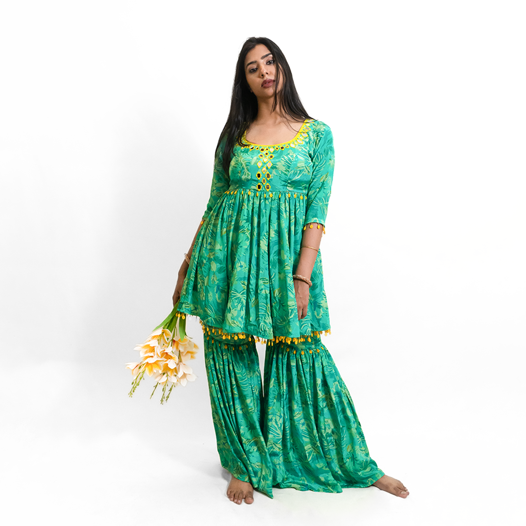 Drama in Green Anarkali Suit