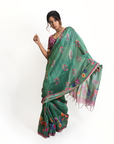 Goofy Giggle Green Saree