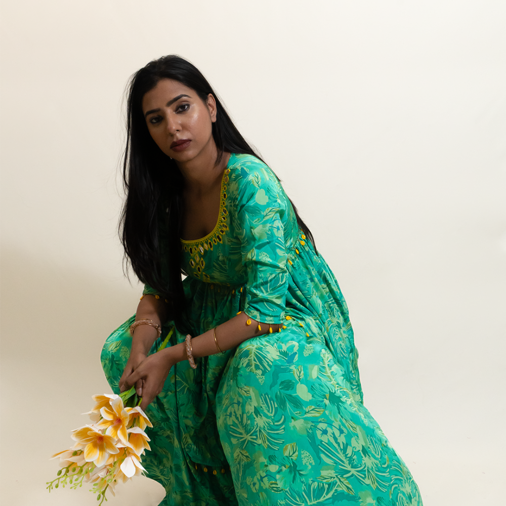 Drama in Green Anarkali Suit