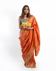 Orange Sunshine Bandhej Saree