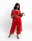 Red Rhapsody Floral Suit