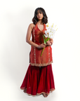 Red Rust Gharara Suit