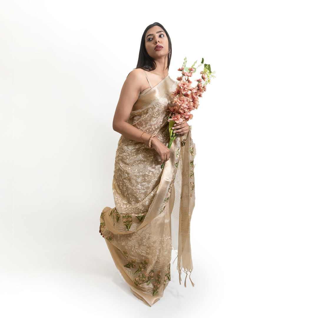 Zari Zara Gold Saree  Sharmeeli