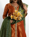 Spicy Side Up Rust Kurta Set