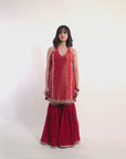 Red Rust Gharara Suit